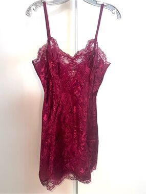 Vintage Victorias Secret Lace-Trim Satin Slip Dress